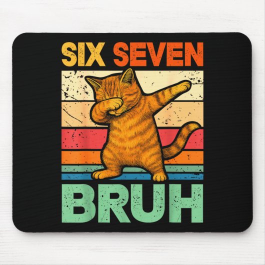 Cat Dabbing Bruh 67 Meme 6 7 Six Seven  Muismat (Voorkant)