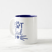 Cat Dad 2 Navy Tweekleurige Koffiemok (Voorkant links)