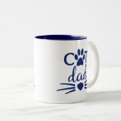 Cat Dad 2 Navy Tweekleurige Koffiemok (Voorkant rechts)