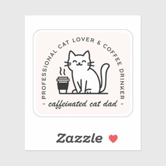 Cat dad and coffee lover funny hipster men sticker (Vel)