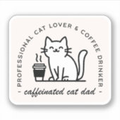Cat dad and coffee lover funny hipster men sticker (Voorkant)