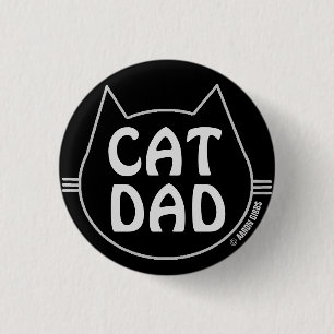 CAT DAD Black and White Ronde Button 3,2 Cm