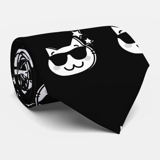 CAT DAD (BLACK)-STROPDAS STROPDAS (Opgerold)