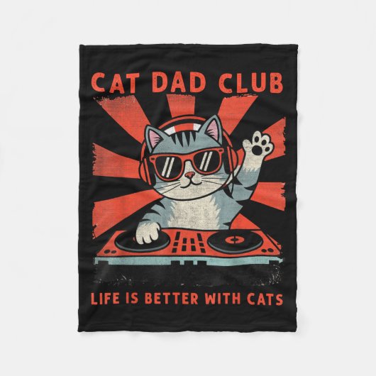 Cat Dad Club, Life Is Better With Cats, Cat Dad Fu Fleece Deken (Voorkant)
