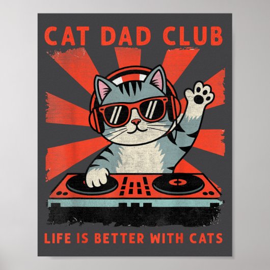 Cat Dad Club, Life Is Better With Cats, Cat Dad Fu Poster (Voorkant)