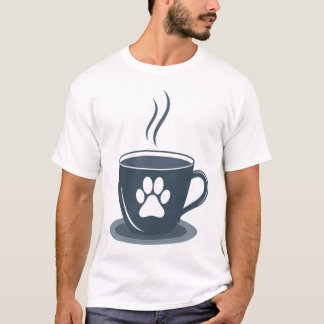 Cat Dad Coffee – Minimalist Cat Paw & Mug Tee for  T-shirt