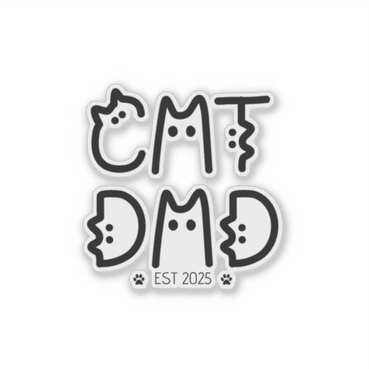 Cat Dad Custom Year Sticker (Voorkant)