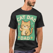 Cat Dad — Cute Orange Tabby Cartoon with Hearts &  T-shirt (Voorkant)