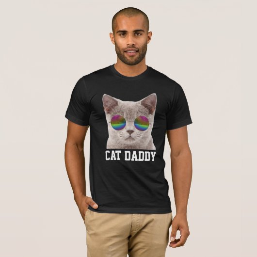 CAT DAD DADDY SUNGLASSES COOL MANNEN T-SHIRS T-SHIRT (Voorkant volledig)