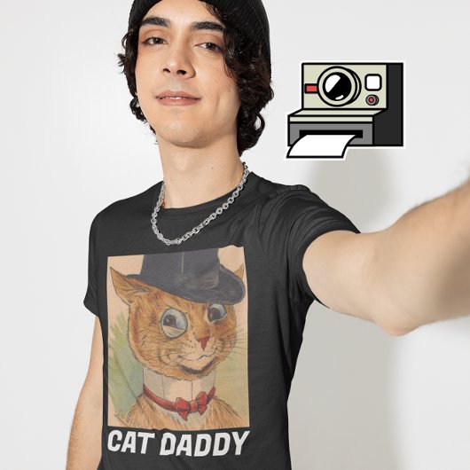 CAT DAD DADDY TOP HAT ART T-SHIRS T - SHIRTS