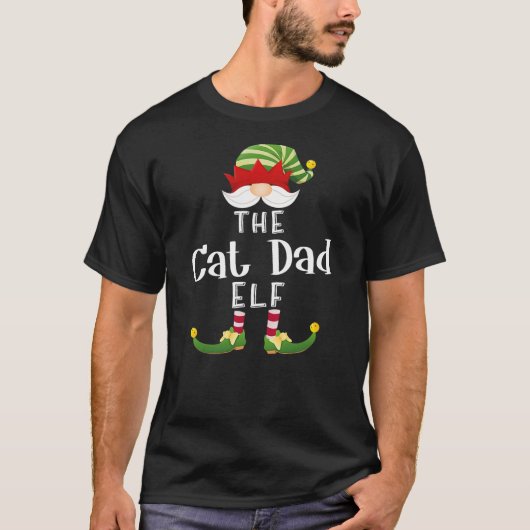 Cat Dad Elf Group Christmas Funny Pajama Party T-shirt (Voorkant)