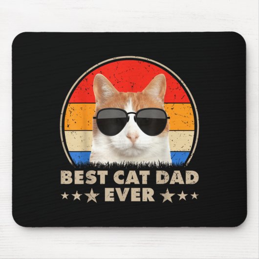 Cat Dad Ever Vintage Cool Gles Cat For Father Men  Muismat (Voorkant)