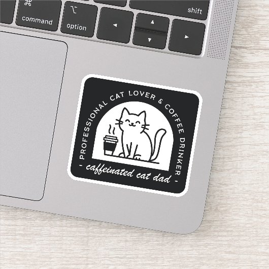 Cat dad funny coffee lover sticker (Detail)