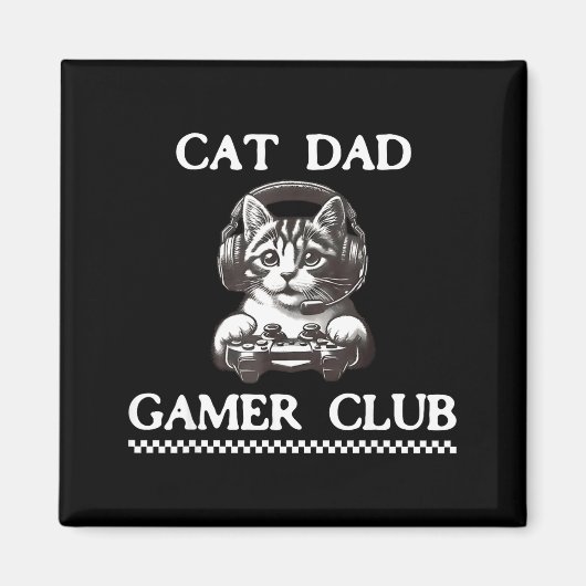Cat Dad Gamer Club Funny Cat Lover Gaming Game Fat Magneet (Voorkant)