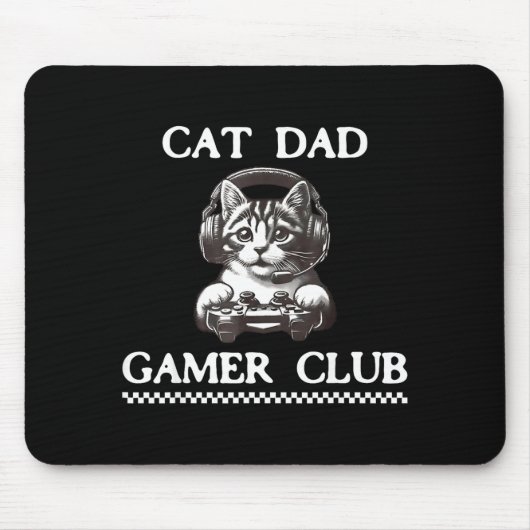 Cat Dad Gamer Club Funny Cat Lover Gaming Game Fat Muismat (Voorkant)