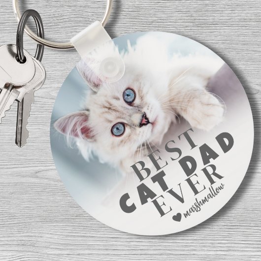 Cat Dad Gepersonaliseerde foto van huisdieren Sleutelhanger
