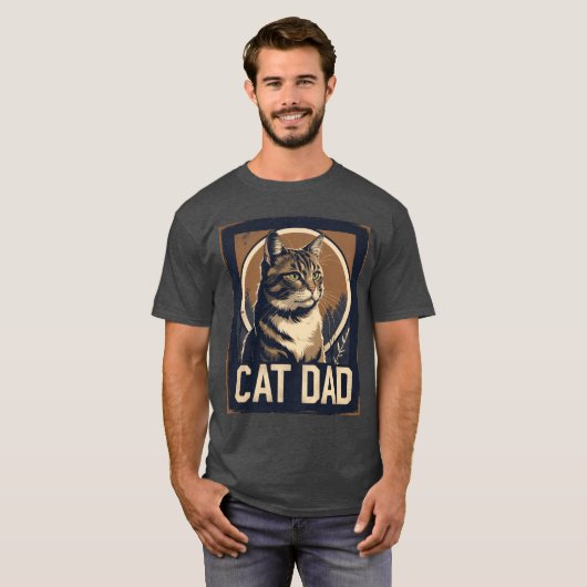 Cat Dad Pride – Rugged Feline Art T-shirt (Voorkant volledig)