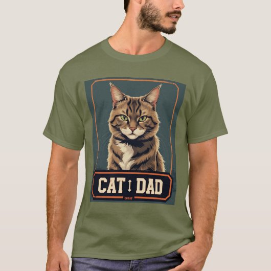 Cat Dad Pride – Rugged Feline Art T-shirt (Voorkant)