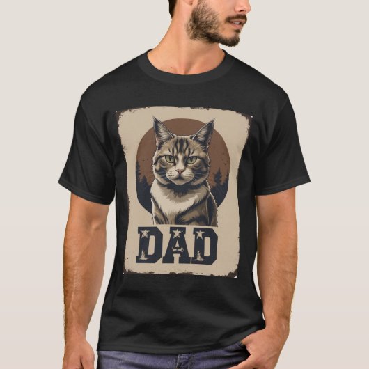 Cat Dad Pride – Rugged Feline Art T-shirt (Voorkant)