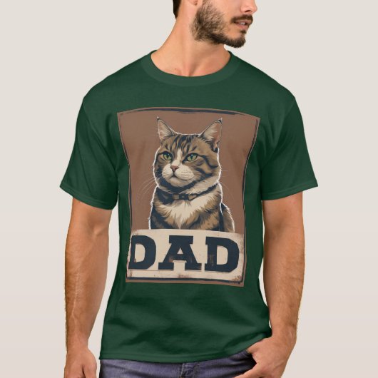 Cat Dad Pride – Rugged Feline Art T-shirt (Voorkant)