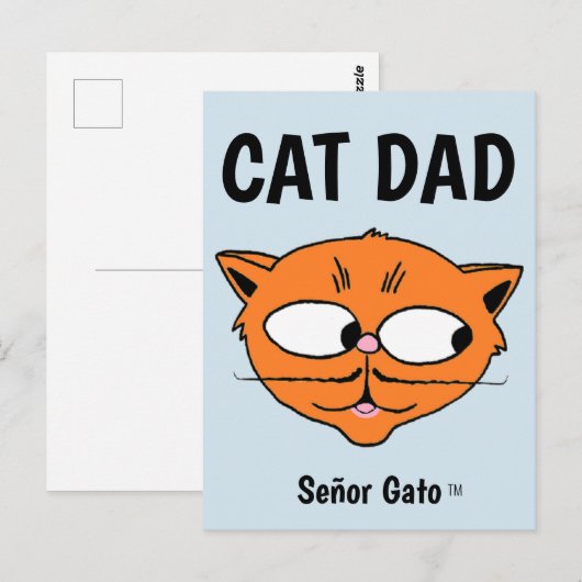 "CAT DAD" Señor Gato Mustache Cat Briefkaart (Voorkant / Achterkant)