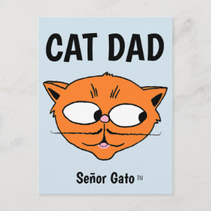 "CAT DAD" Señor Gato Mustache Cat Briefkaart