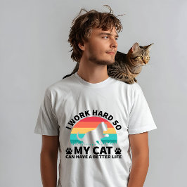 Cat Dad shirt, ik werk hard voor mijn kat, kattenl Tri-Blend Shirt