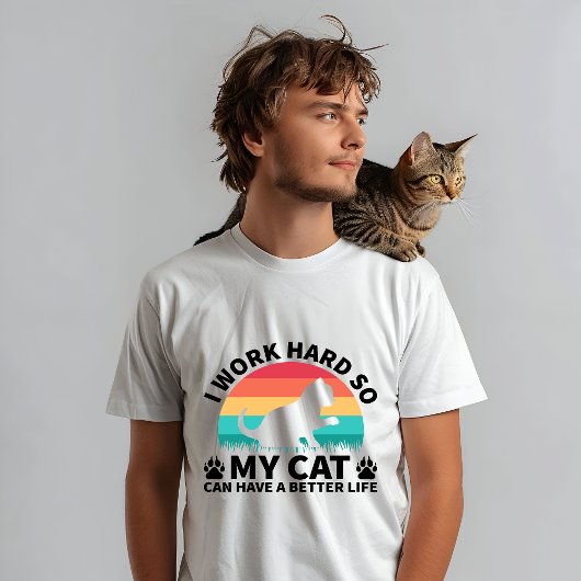 Cat Dad shirt, ik werk hard voor mijn kat, kattenl Tri-Blend Shirt
