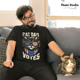 Cat Dad stemt voor Schattigee Amerikaanse vlag T-shirt