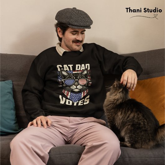 Cat Dad stemt voor Schattigee Amerikaanse vlag Trui