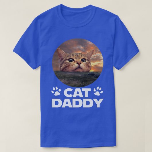 Cat Dad Sunset Graphic Funny Kat Vaderdag T-shirt (Design voorkant)