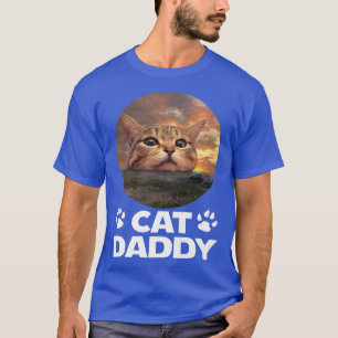 Cat Dad Sunset Graphic Funny Kat Vaderdag T-shirt