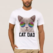 CAT DAD T-shirts, grijze kat met zonnebril T-shirt (Voorkant)