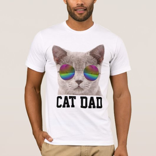 CAT DAD T-shirts, grijze kat met zonnebril T-shirt (Voorkant)