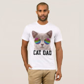 CAT DAD T-shirts, grijze kat met zonnebril T-shirt (Voorkant volledig)