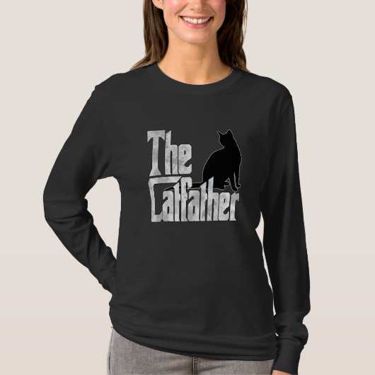 Cat Dad The Catfather Crazy Black Cat Father Kitty T-shirt (Voorkant)