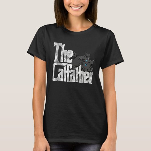 Cat Dad The Catfather Crazy Black Cat Father Kitty T-shirt (Voorkant)
