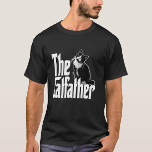 Cat Dad The Catfather Cute Black and White Cat Fat T-shirt