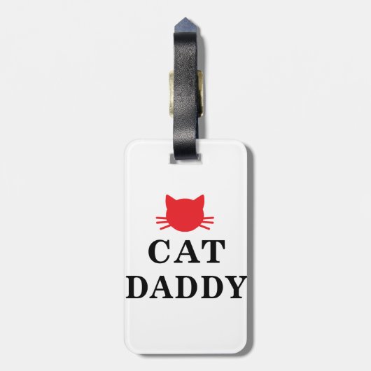 Cat Daddy Bagagelabel met leren riem (Achterkant verticaal)