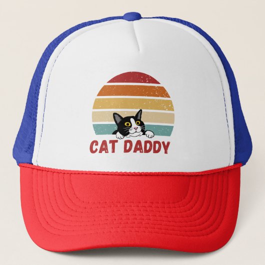 Cat Daddy Cat 80s Retro Stijl Voor Mannen Trucker Pet (Voorkant)