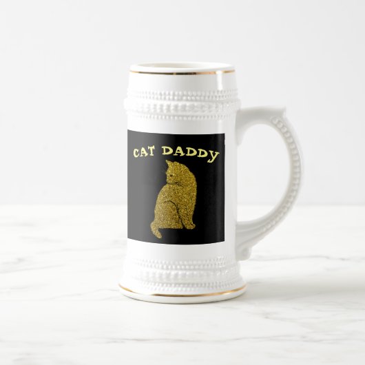 CAT DADDY DAD GOLD GLITTER BEER STEIN BIERPUL (Rechts)