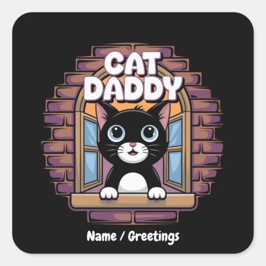 Cat Daddy Extraordinaire De Beste Kattenvader Ooit Vierkante Sticker (Voorkant)