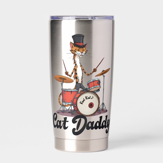 Cat Daddy Musician Drummer | Tabby Cats Art Lover Geïsoleerde Drinkbeker (Voorkant)