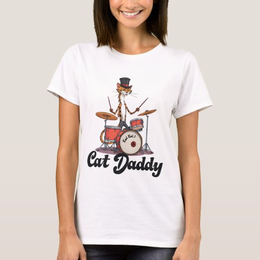Cat Daddy Musician Drummer | Tabby Cats Art Lover T-shirt (Voorkant)