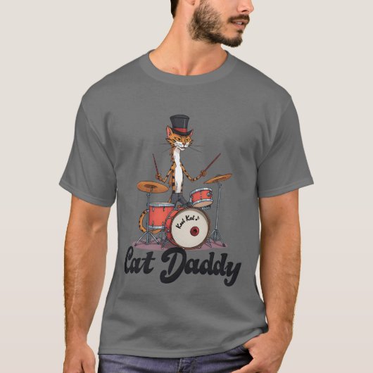 Cat Daddy Musician Drummer | Tabby Cats Art Lover T-shirt (Voorkant)