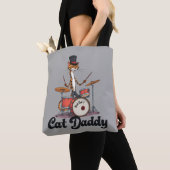 Cat Daddy Musician Drummer | Tabby Cats Art Lover Tote Bag (Dichtbij)