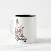 Cat Daddy Musician Drummer | Tabby Cats Art Lover Tweekleurige Koffiemok (Voorkant links)