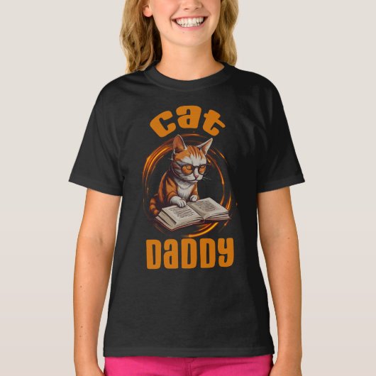 Cat Daddy Reading T-shirt (Voorkant)