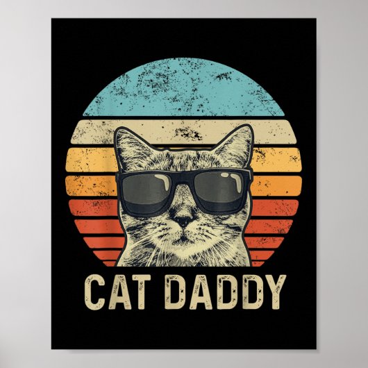 Cat Daddy Retro Cat Sungles Cool Cat Dad Gift Gelo Poster (Voorkant)