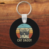 Cat Daddy Retro Cat Sungles Cool Cat Dad Gift Gelo Sleutelhanger (Voorkant)